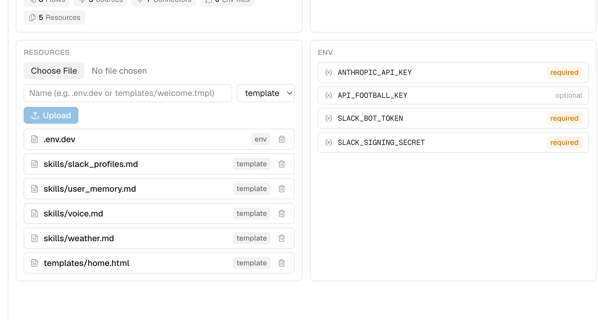 The resources manager and secrets editor on the platform