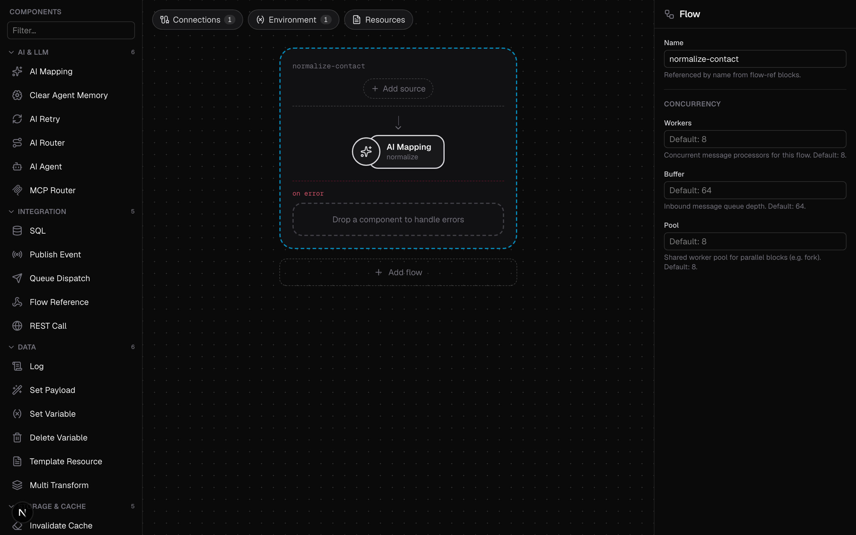 The ai-mapping sample in the visual editor