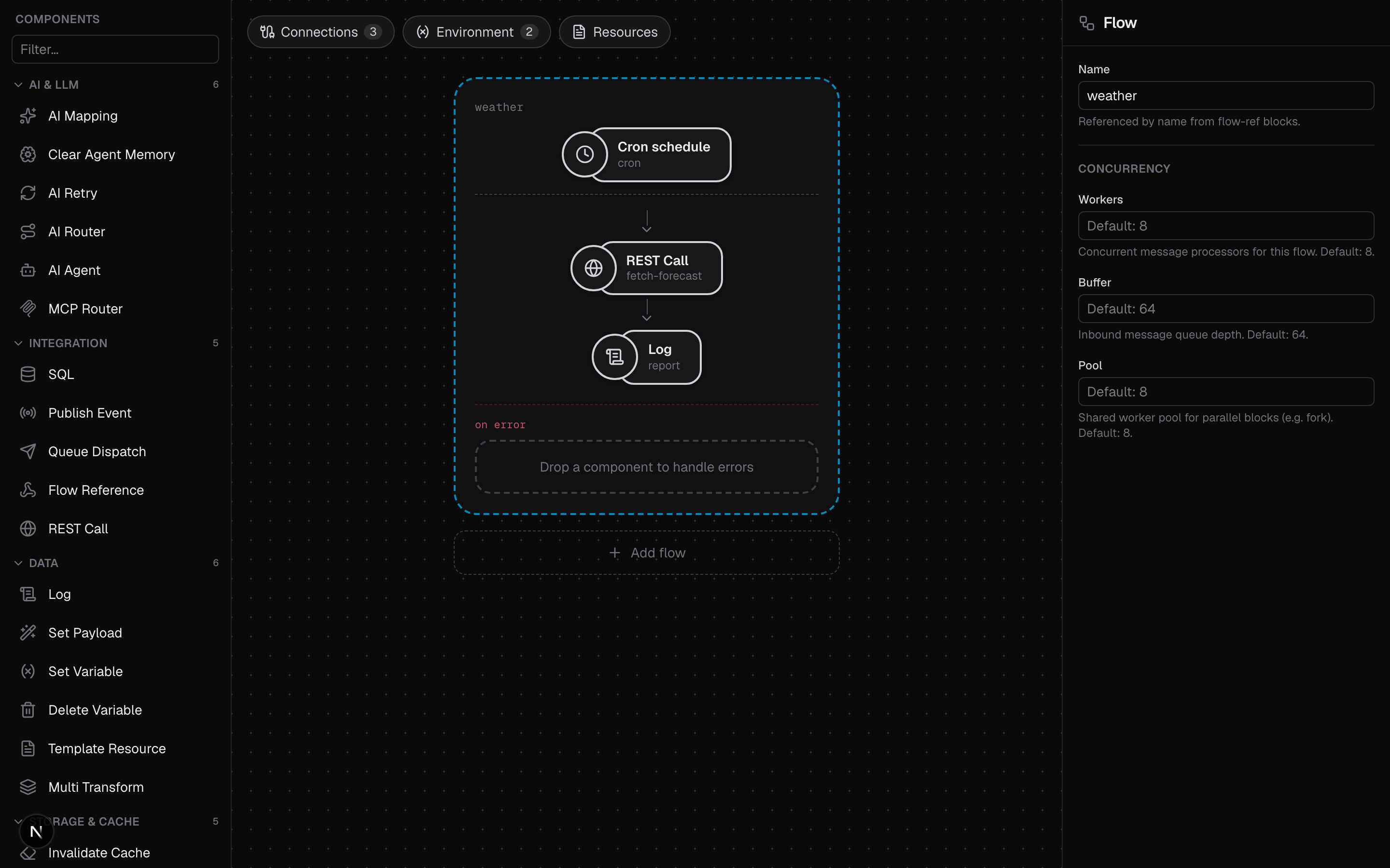 The weather sample open in the editor